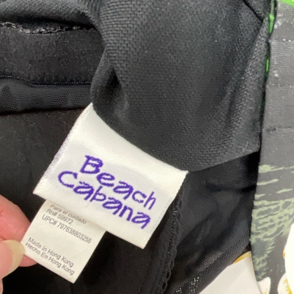 Beach Cabana One Piece Swim Suit Black W/Tropical print Size Small G11 - Picture 10 of 10